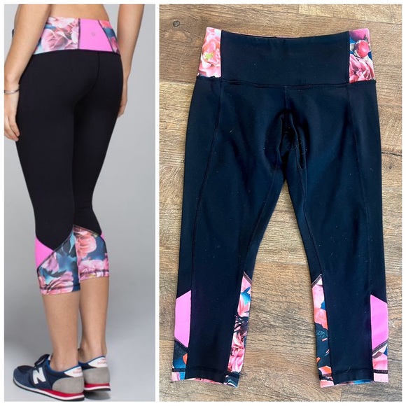 lululemon athletica Other - Lululemon RARE Embody Crops in Secret Garden Floral Black and Pink Size 4